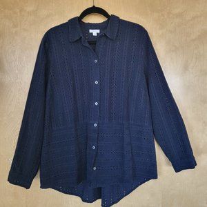 J. Jill Long Sleeve Corduroy Shirt Navy Blue Size X-Large